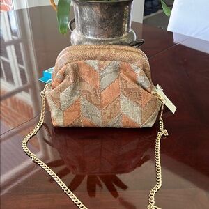 Geometric Patterned Chain Shoulder Bag Vegan, clutch with chain. Anthropology.